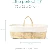Clair de Lune Scandi Palm Moses Basket with Natural Folding Stand 74 x 30 cm (White) by Clair de Lune