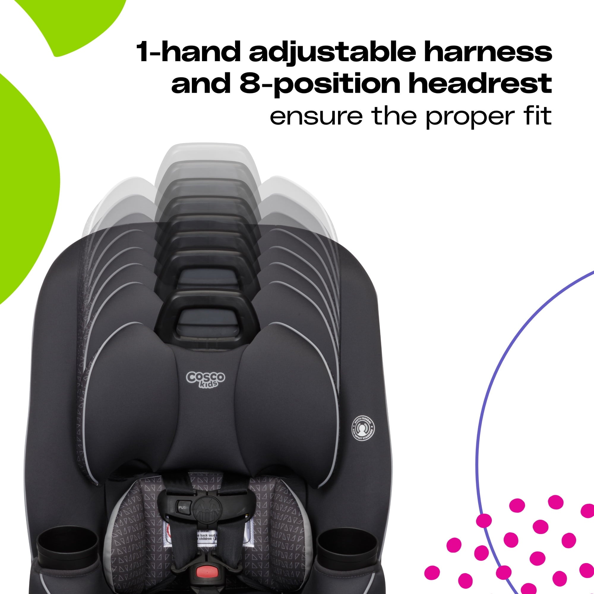 Cosco Kids Easy Elite Slim All-in-One Convertible Car Seat, Grey Glyphs by Cosco Kids