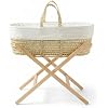 Clair de Lune Scandi Palm Moses Basket with Natural Folding Stand 74 x 30 cm (White) by Clair de Lune