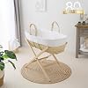 Clair de Lune Scandi Palm Moses Basket with Natural Folding Stand 74 x 30 cm (White) by Clair de Lune