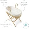 Clair de Lune Scandi Palm Moses Basket with Natural Folding Stand 74 x 30 cm (White) by Clair de Lune