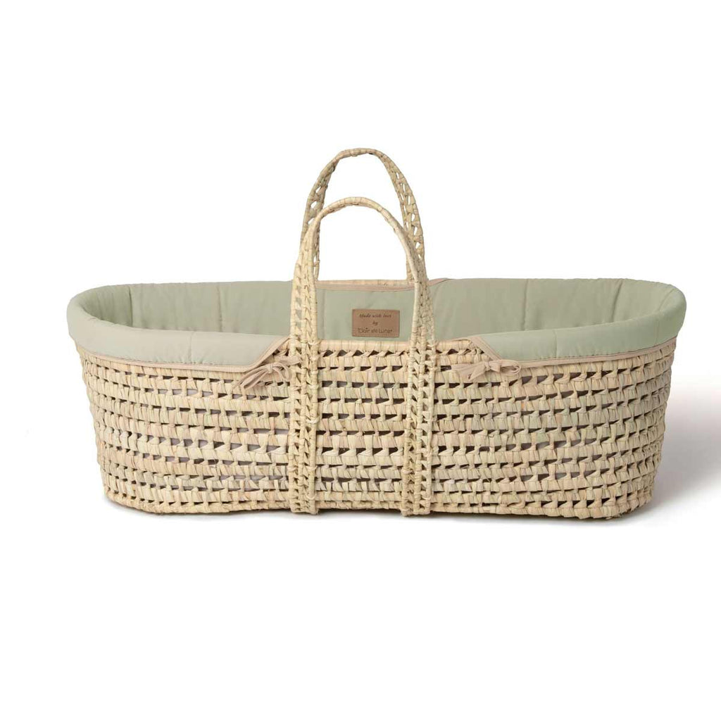 Clair De Lune Sage Organic Palm Moses Basket With Natural Rocking Stand by Clair De Lune