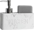 Premium Dish Soap Dispenser, Elegant Hand Wash, Washing Up Liquid Dispenser, Sink Soap and Sponge Caddy, 2 in 1 Organizer for Kitchen Sink 