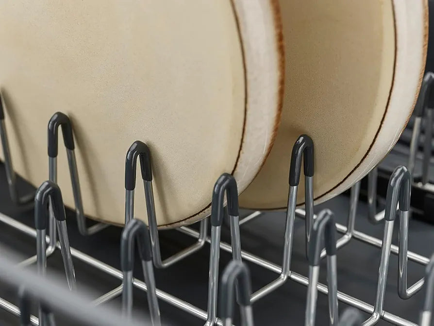 Joseph Joseph extend steel expandable dish drainer rack with removable cutlery holder swivel draining spout - grey/steel, 4