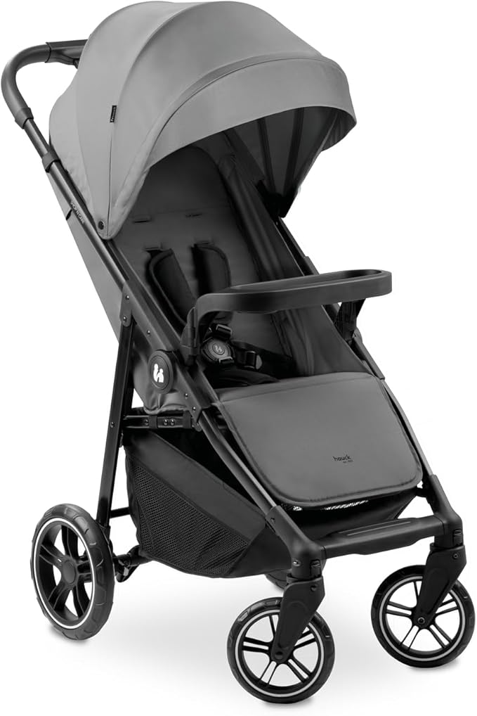 Hauck Shop N Care, Grey - Lightweight Pushchair (only 8.5 kg) with Snack Tray, Cup Holder & Raincover, Compact & One Hand Folding, Fully Reclining from Birth up to 22 kg by hauck