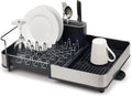 Joseph Joseph extend steel expandable dish drainer rack with removable cutlery holder swivel draining spout - grey/steel, 4