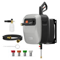 Giraffe Tools Grandfalls Pressure Washer G20, Wall Mount Pressure Washer with 180° Rotating Bracket, 65FT Retractable Reel, Power Washer for Home/Cars/Patios, 4 Nozzles, Foam Cannon, Light Silver