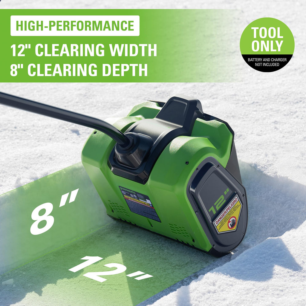 Greenworks 40V 12'' Brushless Snow Shovel(LED), Tool Only