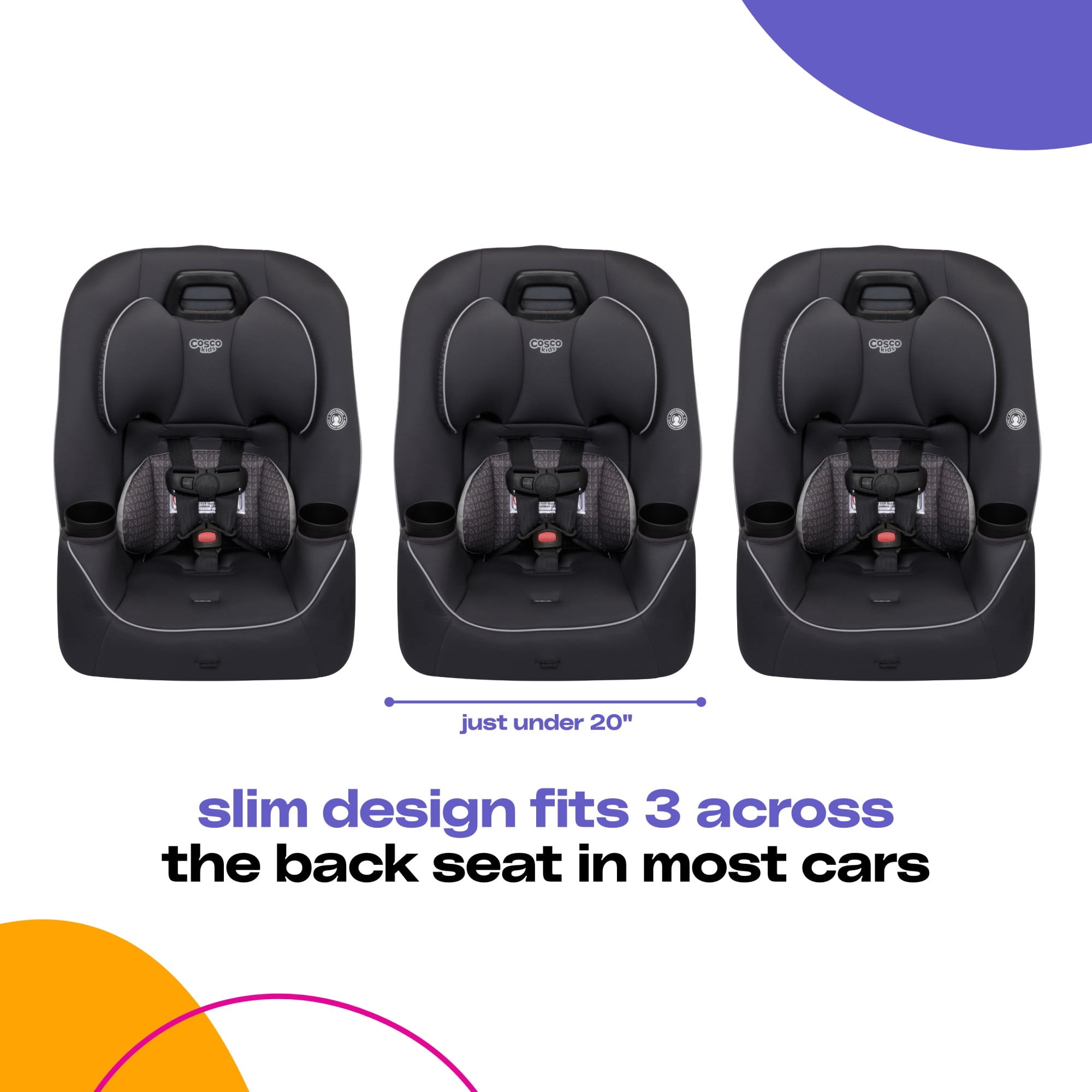 Cosco Kids Easy Elite Slim All-in-One Convertible Car Seat, Grey Glyphs by Cosco Kids