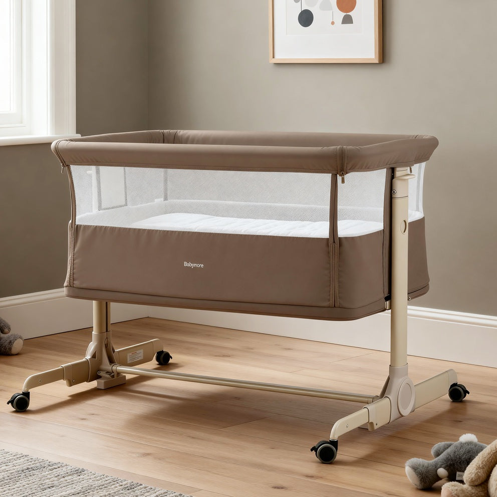 Babymore Neera Bedside Crib – Mocha by Babymore