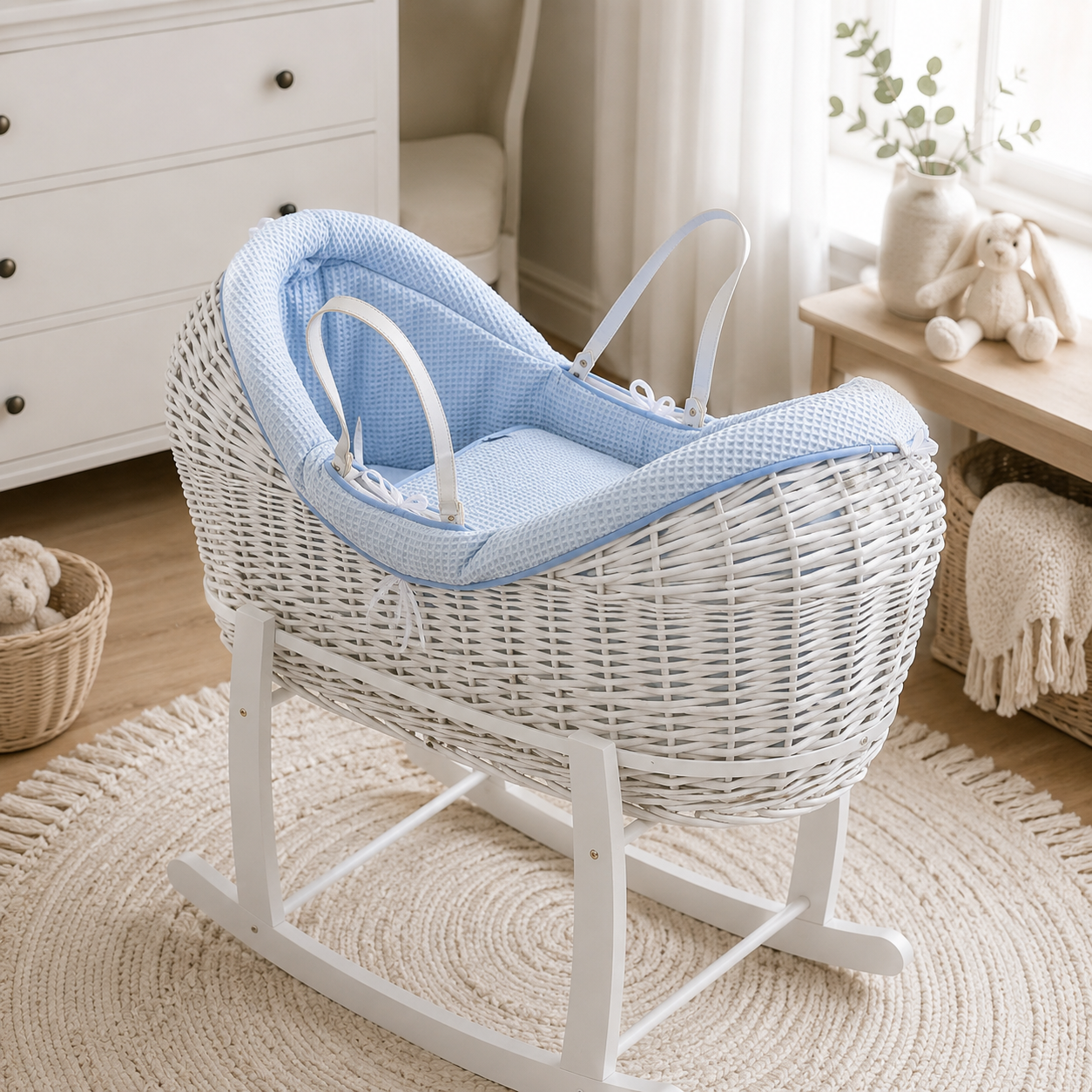 Wicker Deluxe Pod Baby Moses Basket With Stand by For Your Little One