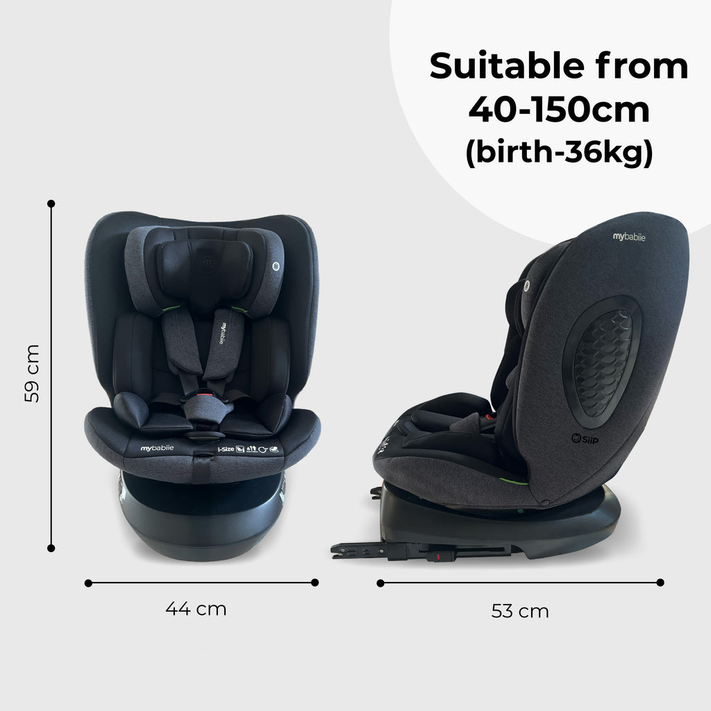 MBCS200 Spin R129 Car Seat with Top Tether - Black by My Babiie