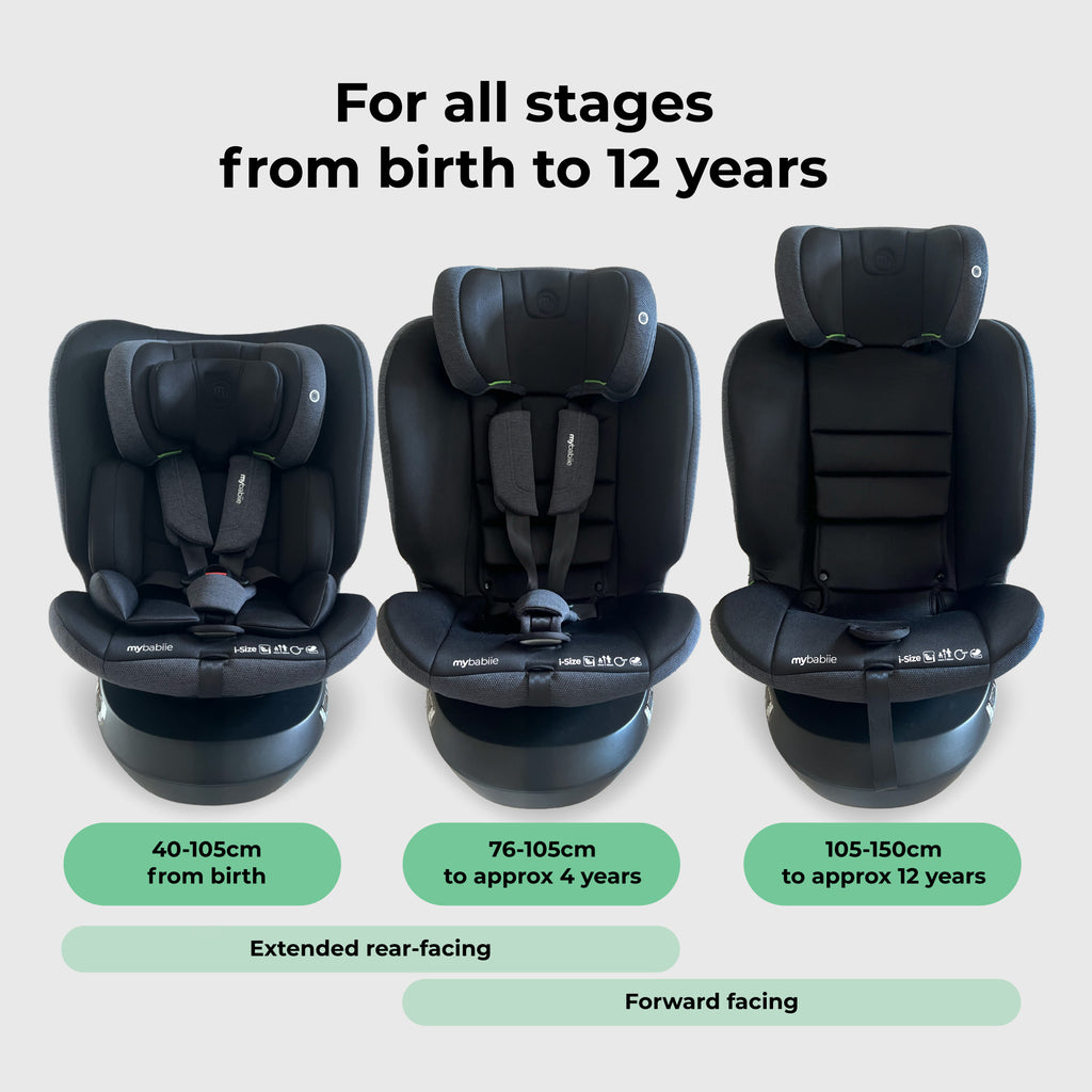 MBCS200 Spin R129 Car Seat with Top Tether - Black by My Babiie