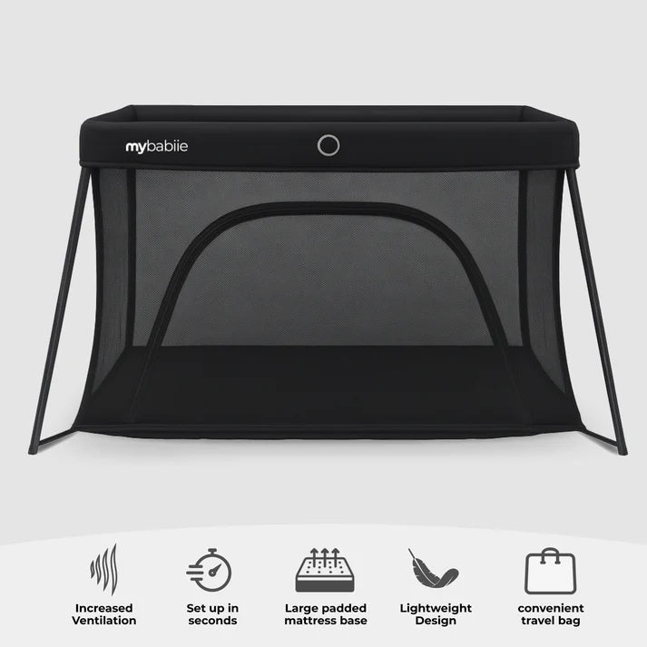 My Babiie MBTC2 Air-Light 2-in-1 Travel Cot – Black by My Babiie