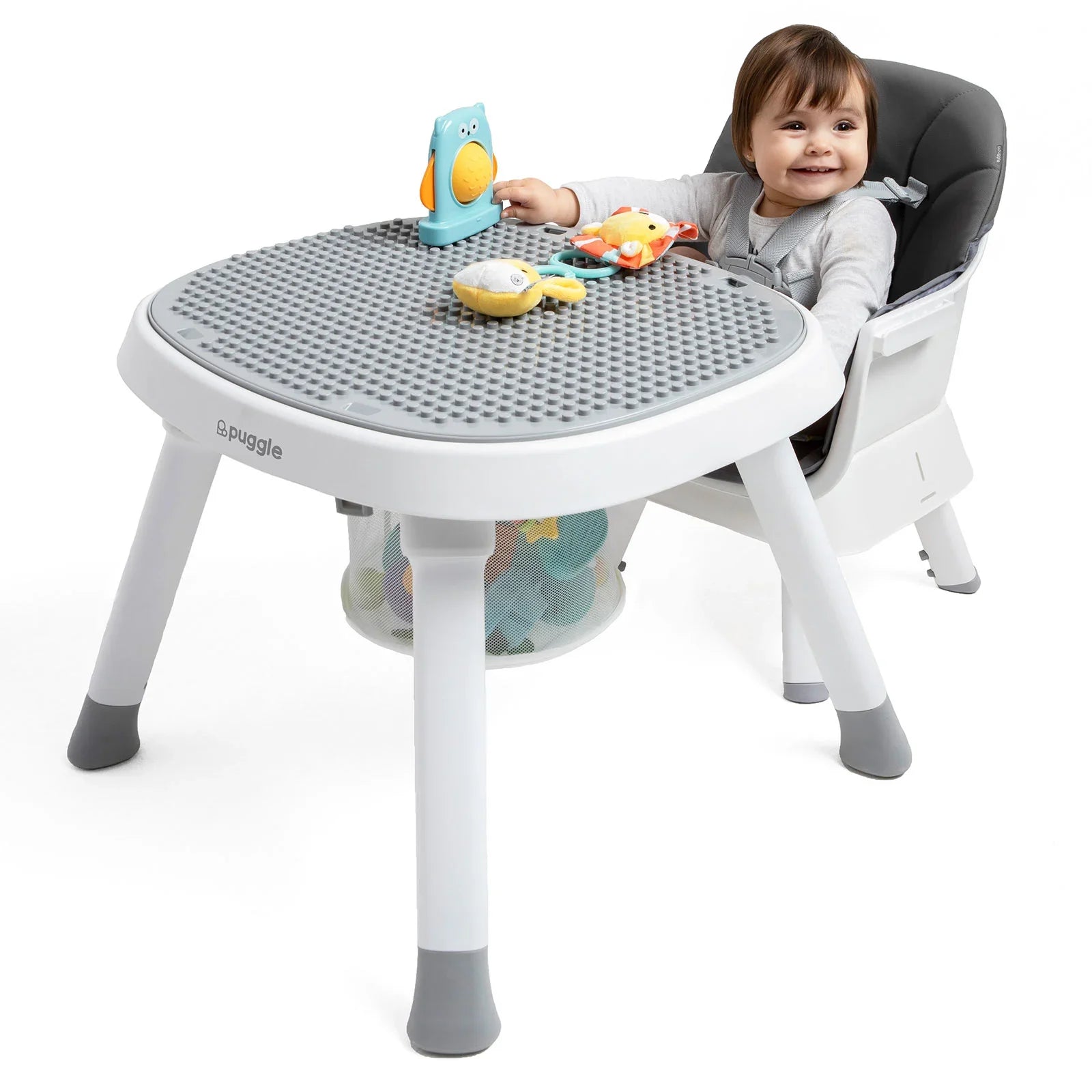 Puggle Snack & Play 7-in-1 Hi-lo Highchair - Flint Grey by Puggle
