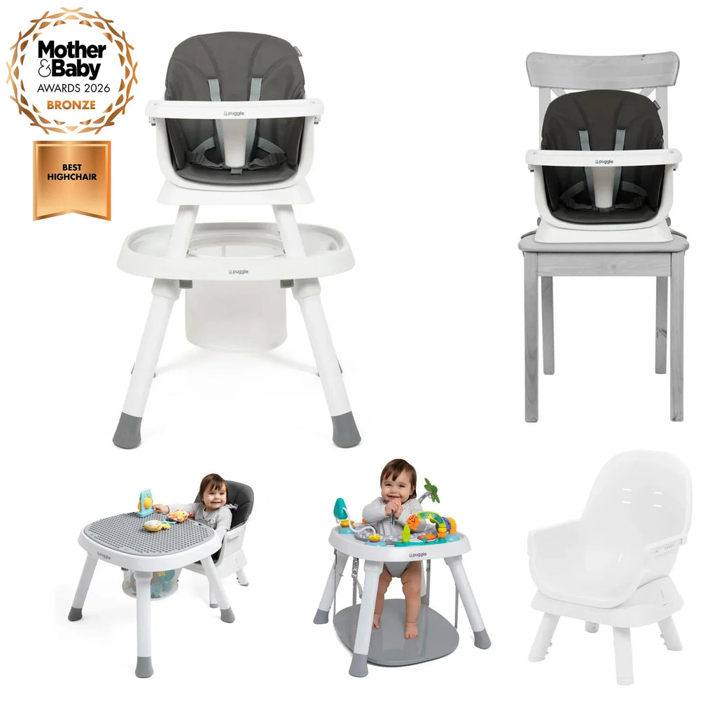 Puggle Snack & Play 7-in-1 Hi-lo Highchair - Flint Grey by Puggle