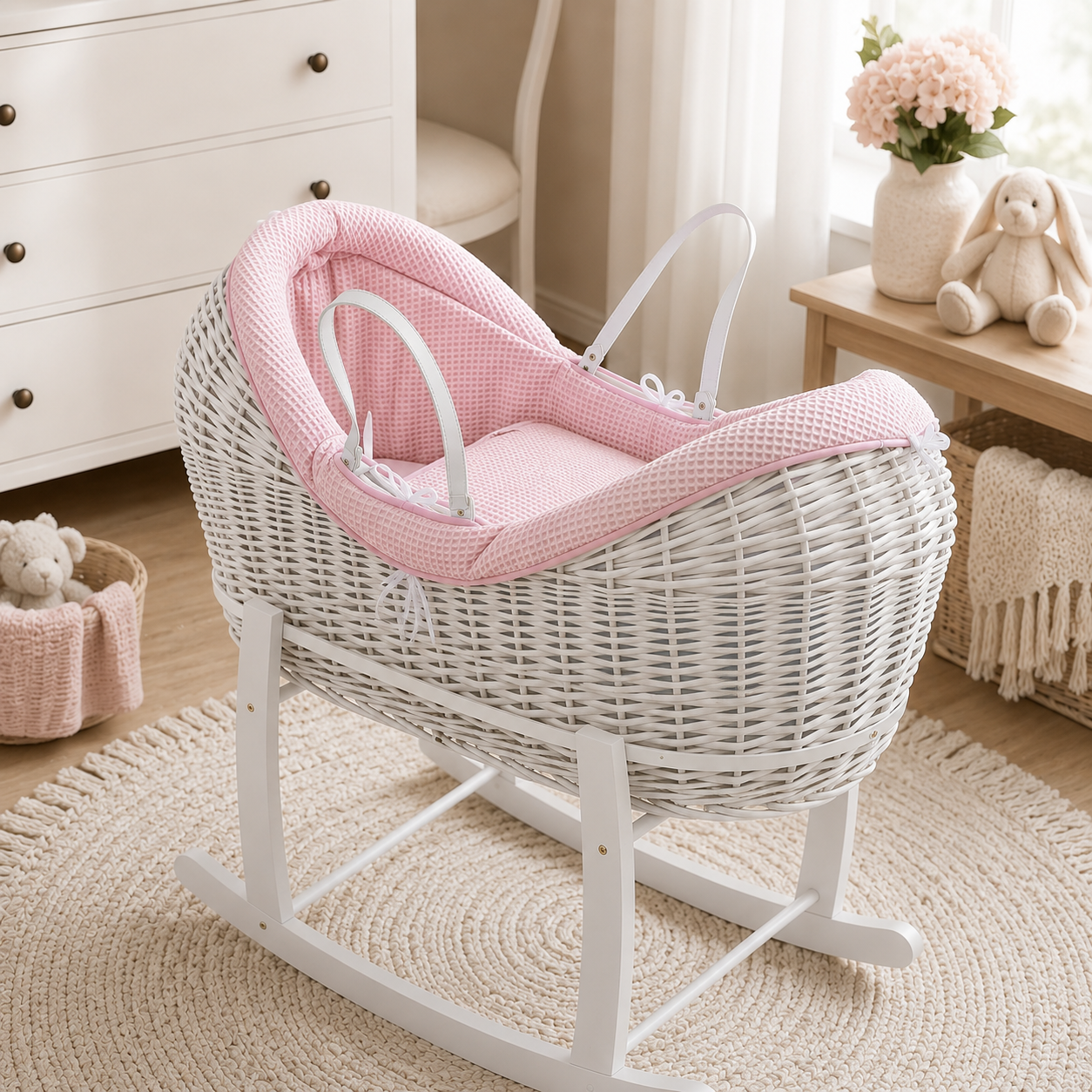 Wicker Deluxe Pod Baby Moses Basket With Stand by For Your Little One