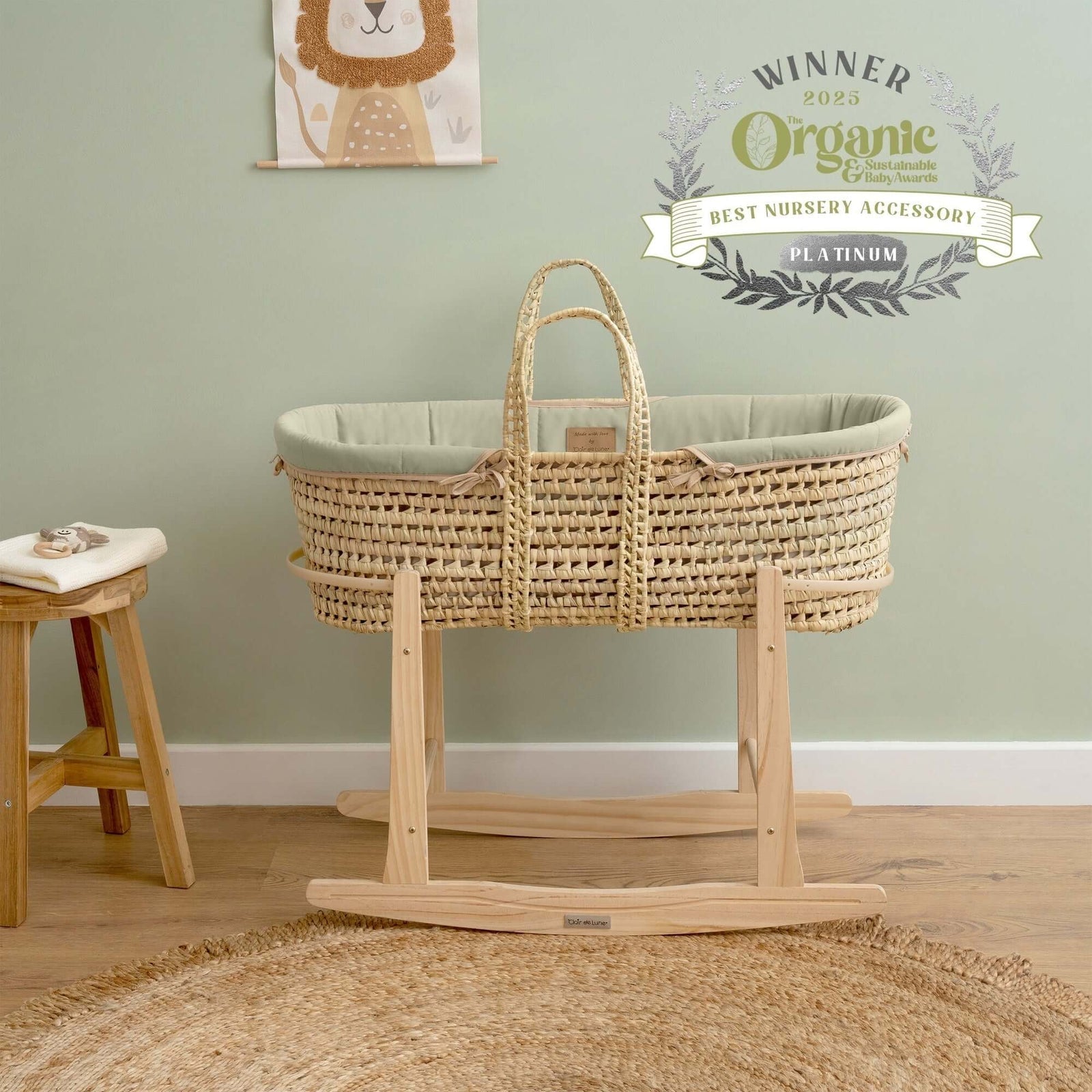 Organic Palm Moses Basket by Clair de Lune