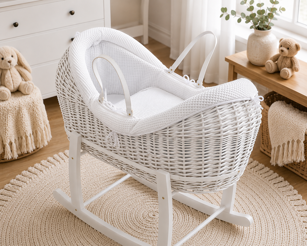 Wicker Deluxe Pod Baby Moses Basket With Stand by For Your Little One