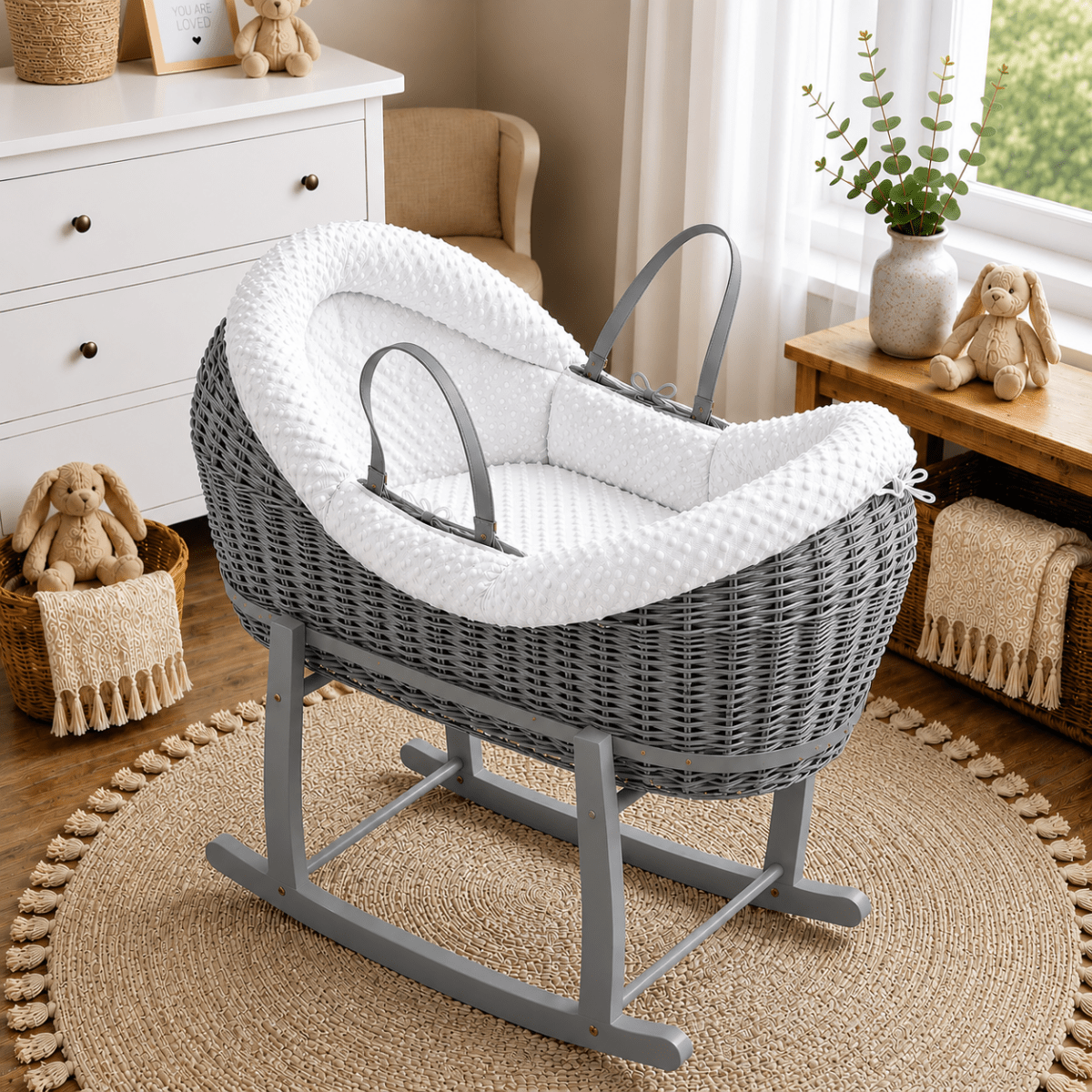 Wicker Deluxe Pod Baby Moses Basket With Stand by For Your Little One