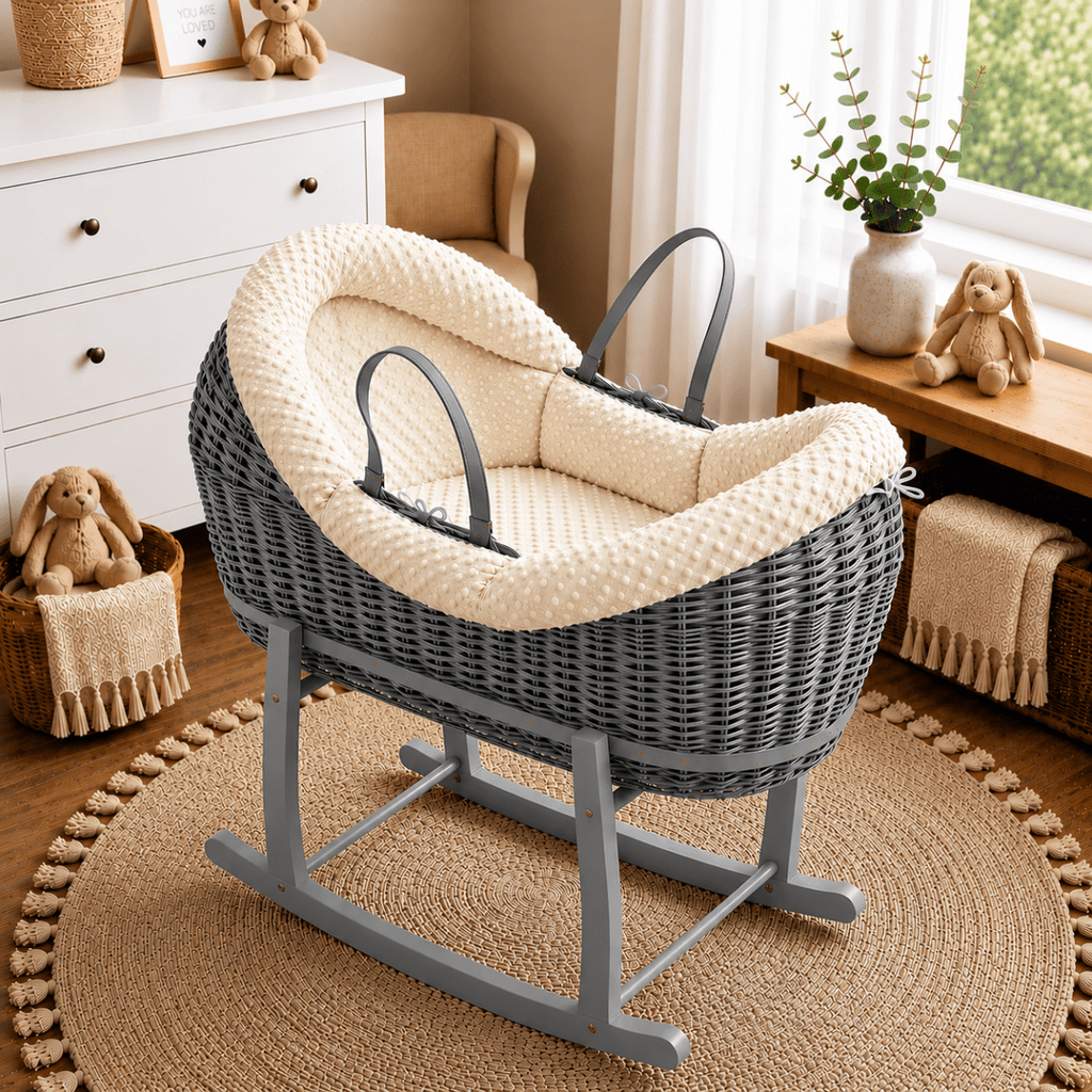 Wicker Deluxe Pod Baby Moses Basket With Stand by For Your Little One