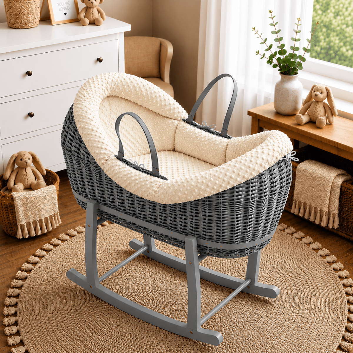 Wicker Deluxe Pod Baby Moses Basket With Stand by For Your Little One