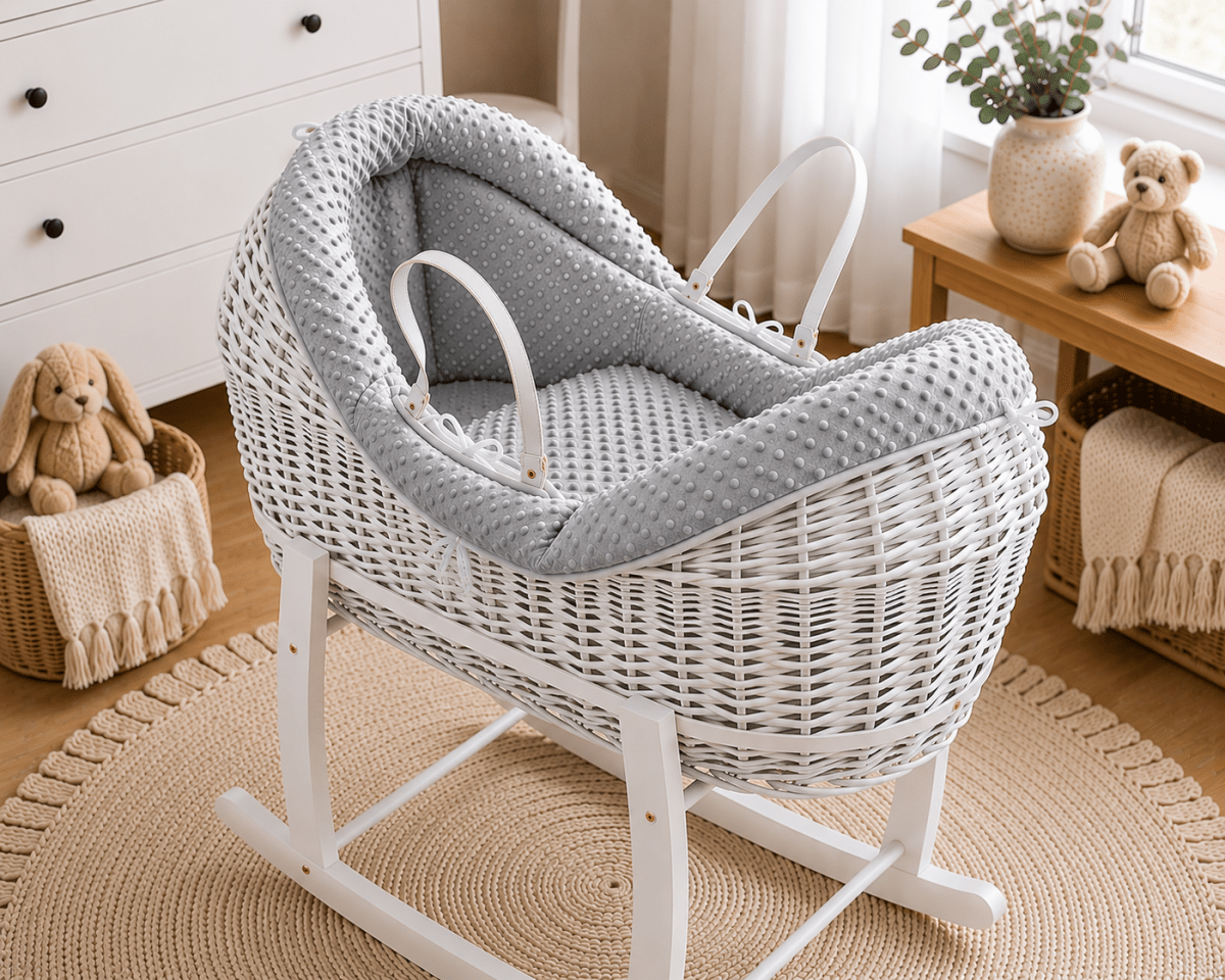 Wicker Deluxe Pod Baby Moses Basket With Stand by For Your Little One