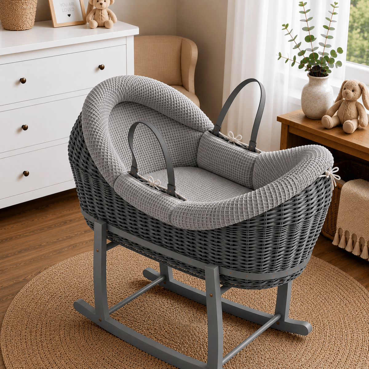 Wicker Deluxe Pod Baby Moses Basket With Stand by For Your Little One