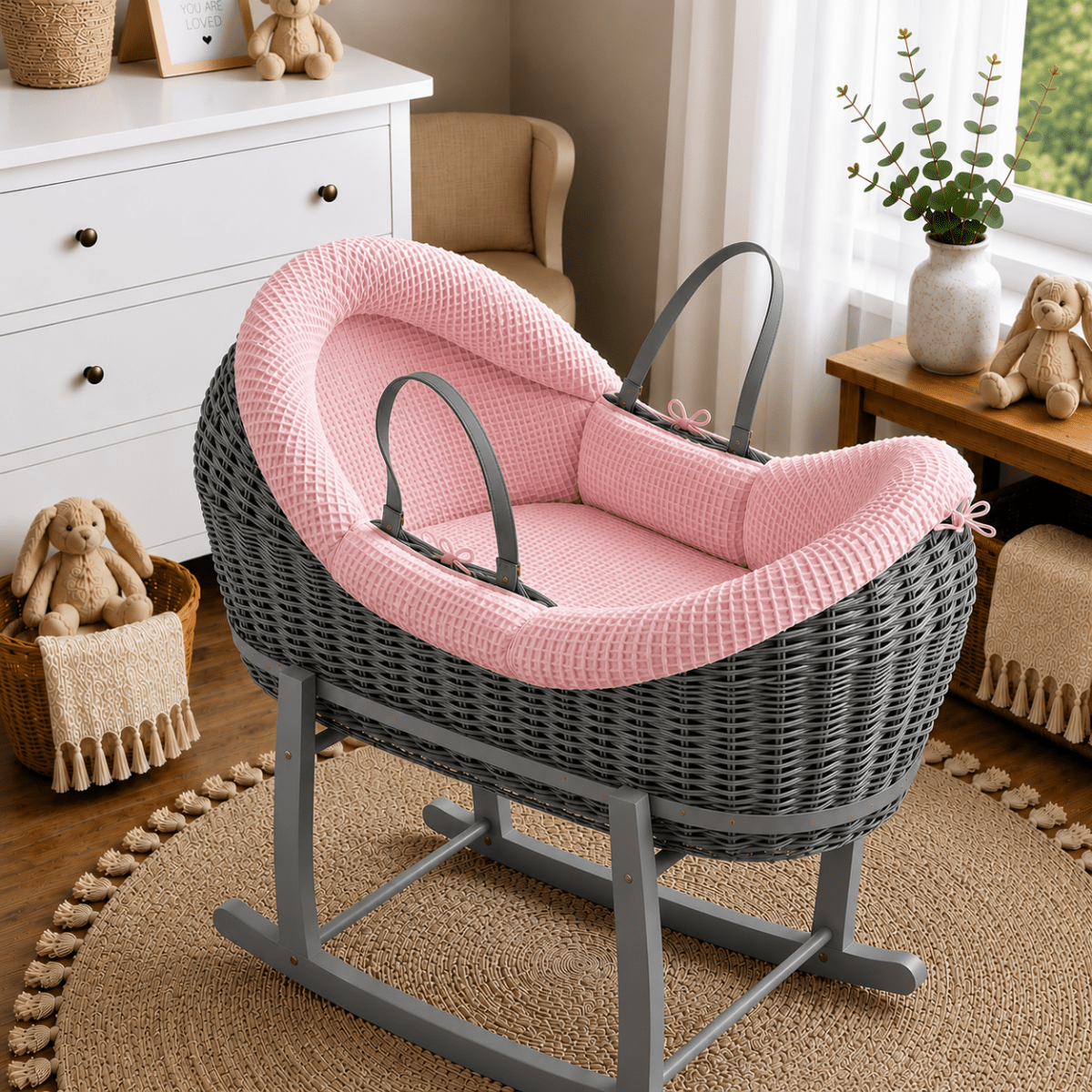 Wicker Deluxe Pod Baby Moses Basket With Stand by For Your Little One