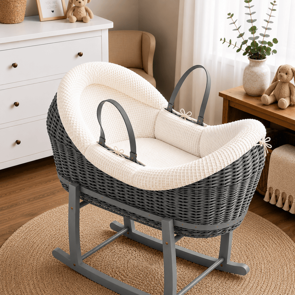 Wicker Deluxe Pod Baby Moses Basket With Stand by For Your Little One