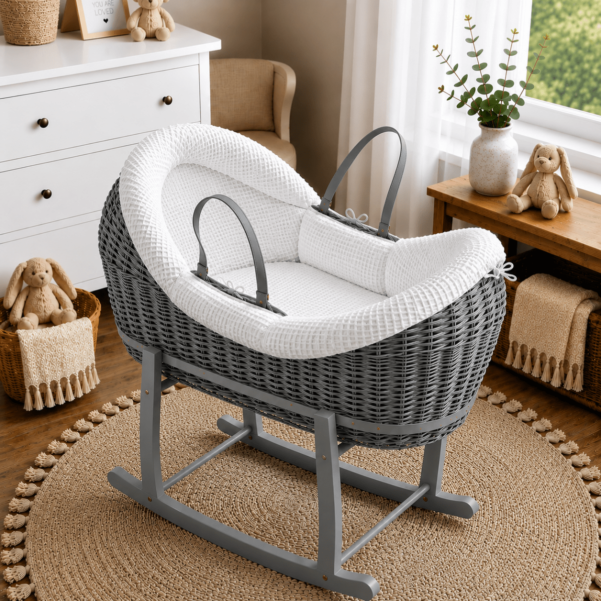 Wicker Deluxe Pod Baby Moses Basket With Stand by For Your Little One