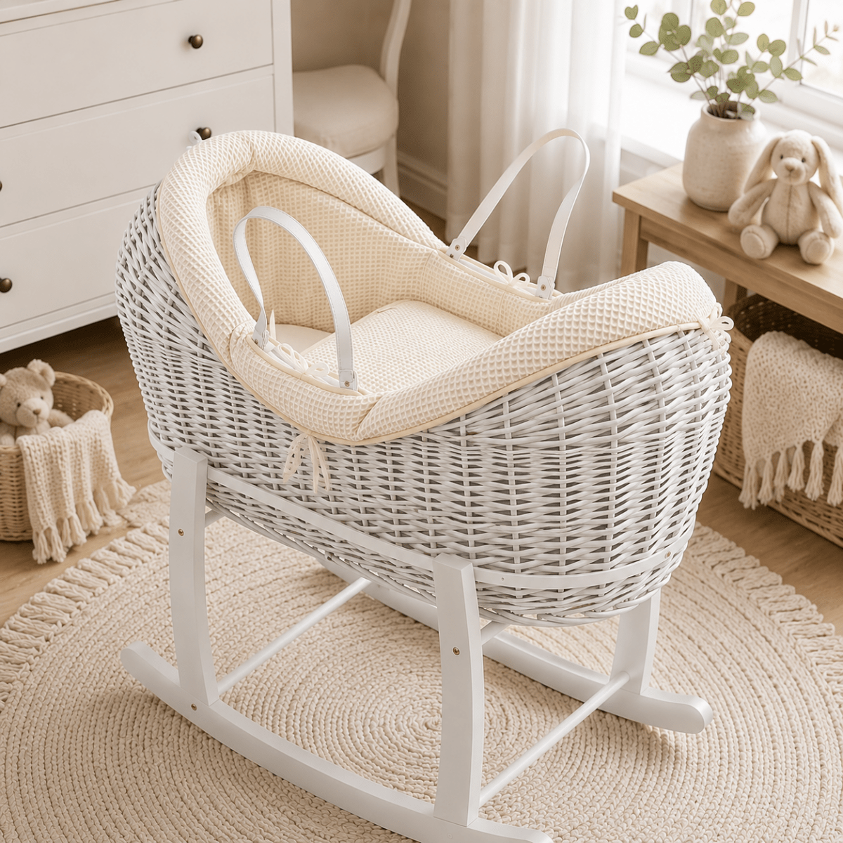 Wicker Deluxe Pod Baby Moses Basket With Stand by For Your Little One