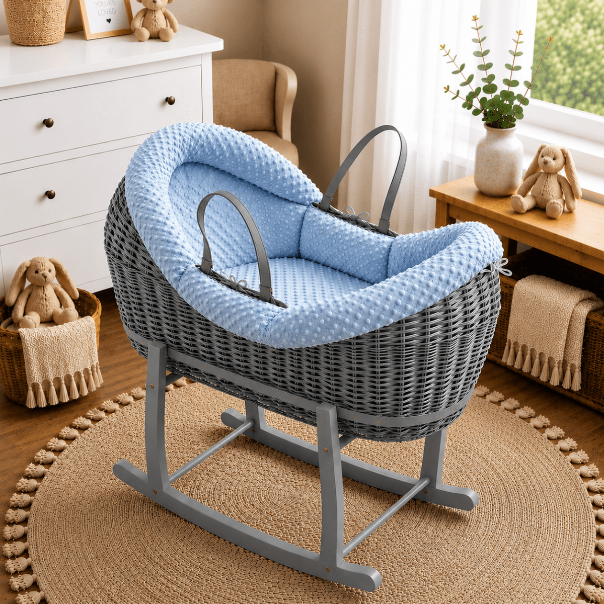 Wicker Deluxe Pod Baby Moses Basket With Stand by For Your Little One